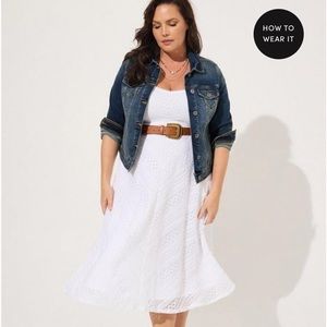 Never worn white dress from Torrid. Mid calf length. Size 10.